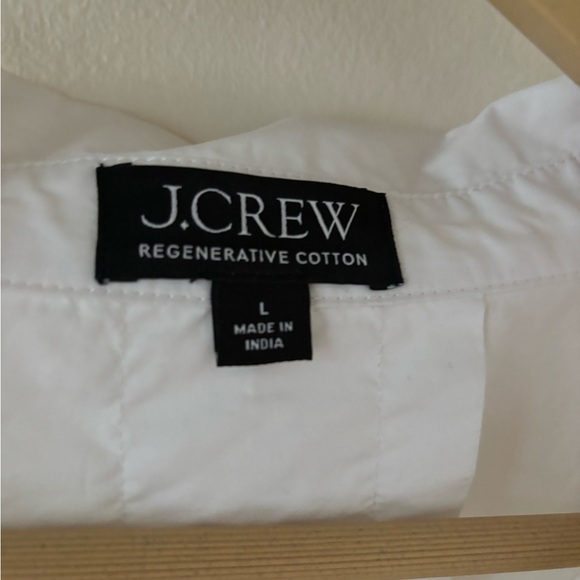 J. Crew Regenerative Cotton Cropped Ruffle Oxford Button Down Blouse Large - Picture 7 of 13